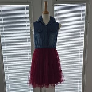 Knitworks Blue and Burgundy Casual Dress